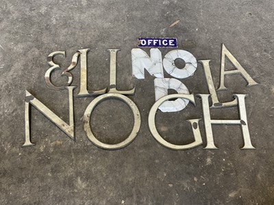 Lot 255 - Enamel 'office' sign, enamel and ceramic letters