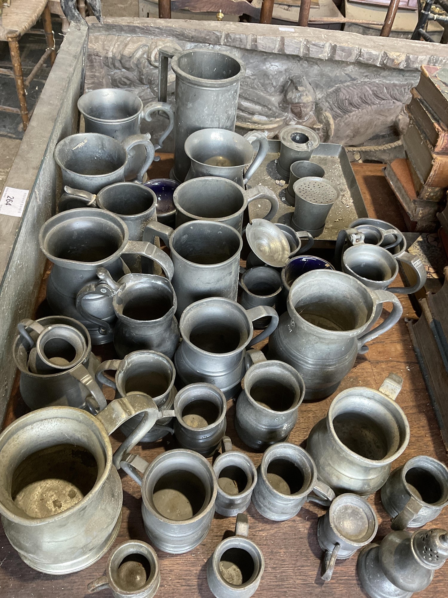 Lot 265 Collection of antique pewter