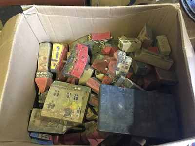 Lot 282 - Lot tinplate toys , lot wooden building blocks , dolls house etc