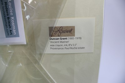 Lot 1134 - Duncan Grant, wax crayon, Mariner's Albatross poem, Provenance: Paul Roche Estate