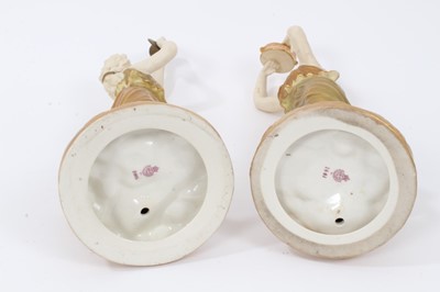 Lot 51 - Pair of Royal Worcester blush ivory figures of musicians