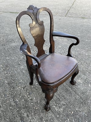 Lot 309 - Good George I style walnut child's elbow chair, with slip in seat