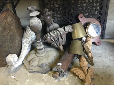 Lot 296 - Lot carved wood finials and sundries