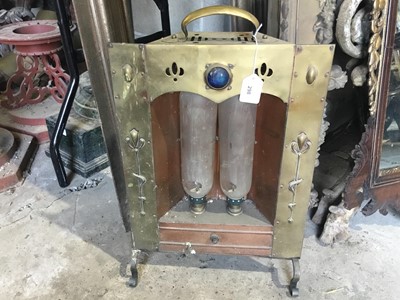 Lot 298 - Unusual Art Nouveau brass electric fire (sold as a decorators item only and not suitable for heating purposes)