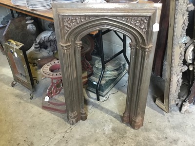 Lot 299 - Victorian Gothic cast iron fire surround 91.5 x 61 cm