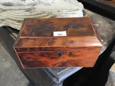 Lot 293 - Georgian yew wood tea caddy with inlaid line borders 26cm wide