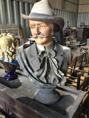 Lot 343 - Late 19th century Austrian pottery bust of a gentleman on socle 58cm high