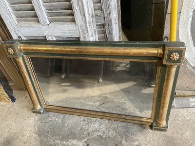 Lot 350 - 19th century gilt and green painted overmantel mirror