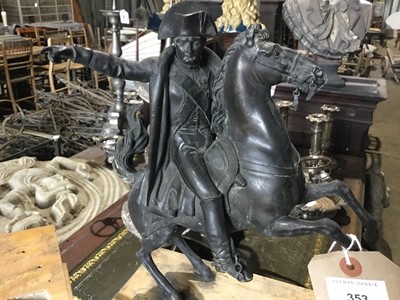 Lot 353 - Late 19th century French clock case decorated with figure of Napoleon on horseback and associated base