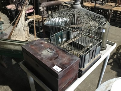 Lot 355 - Georgian mahogany  tea caddy and old bird cage  (2)