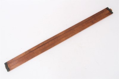 Lot 829 - 19th century boxwood slide rule used in the brewery trade, by 'Buss, Makers at 33 Hatton Garden London' circa 1865-1911, approximately 2' long.