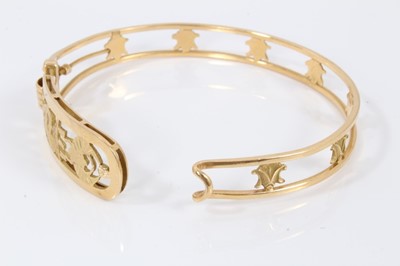 Lot 528 - Egyptian gold bangle, tests as approximately 18ct, 22.3 grams