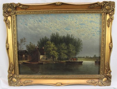 Lot 1266 - Edward Littlewood (1863-1896) oil on canvas - Reedham Ferry, 30cm x 40cm, in gilt frame