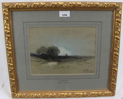 Lot 1256 - Henry Bright (1810-1873) pencil and chalk - rural landscape, initialled and dated 183?, 18.5cm x 25cm, in glazed gilt frame