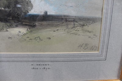 Lot 1256 - Henry Bright (1810-1873) pencil and chalk - rural landscape, initialled and dated 183?, 18.5cm x 25cm, in glazed gilt frame