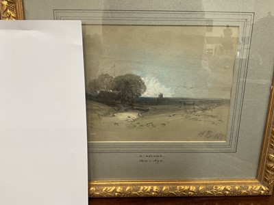 Lot 1256 - Henry Bright (1810-1873) pencil and chalk - rural landscape, initialled and dated 183?, 18.5cm x 25cm, in glazed gilt frame