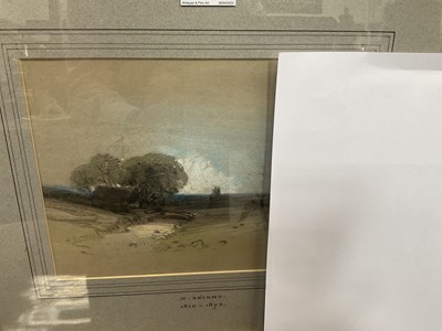 Lot 1256 - Henry Bright (1810-1873) pencil and chalk - rural landscape, initialled and dated 183?, 18.5cm x 25cm, in glazed gilt frame