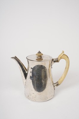 Lot 367 - Victorian silver coffee pot with ivory handle, by Jarrards, London 1885