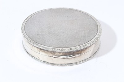 Lot 368 - Victorian silver christening mug London 1897, silver powder box, silver photograph frame mount, silver bon bon dish and a silver mounted glass trinket pot