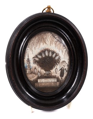 Lot 793 - Rare George III, woven hair and painted on ivory, mourning picture