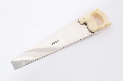Lot 251 - Victorian silver cucumber saw, with carved ivory handle (Sheffield 1899)