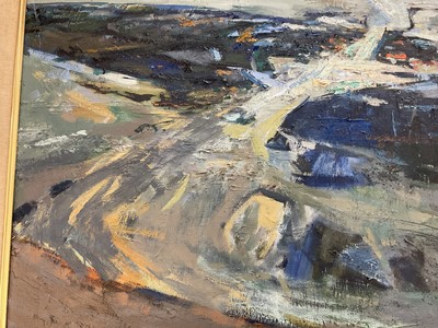 Lot 1140 - *Charles Bartlett (1921-2014) large oil on canvas - Estuary III, label verso from the collection of Anthony Dawnson, signed, painted circa 1968.