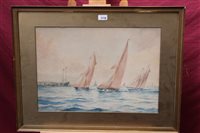 Lot 1118 - 1930s watercolour - yachting and shipping at...