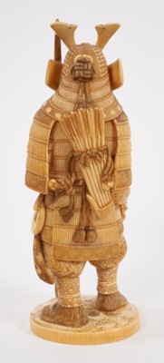 Lot 731 - Good quality late 19th century Japanese carved ivory figure of a samurai warrior