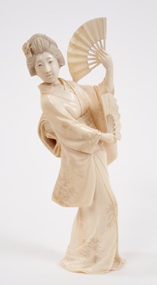 Lot 732 - Good quality late 19th century Japanese carved ivory figure of a dancing girl