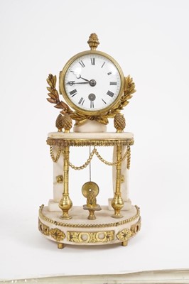 Lot 658 - 19th century French ormolu and alabaster mantel clock