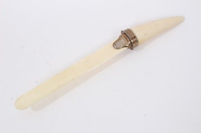 Lot 782 - Edwardian silver mounted ivory paper knife, engraved initials and dated 1907, silver mounts assayed for Birmingham 1905, 36cm long