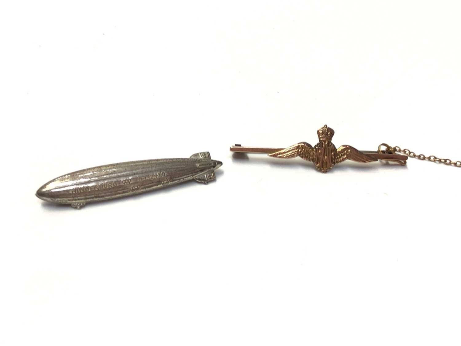 Lot 44 - Early 20th century 9ct gold RAF sweetheart brooch and a rare Hindenburg Zeplin brooch