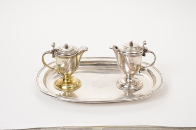 Lot 236 - Early 18th century Liège silver dish and two silver cruets, probably by Matthias Bruis