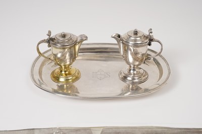 Lot 236 - Early 18th century Liège silver dish and two silver cruets, probably by Matthias Bruis