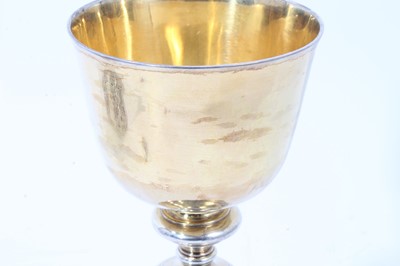 Lot 273 - 17th century Liège silver gilt  chalice and paten, engraved to the memory of Charles Briffon 1656