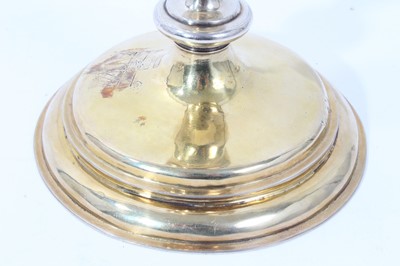 Lot 273 - 17th century Liège silver gilt  chalice and paten, engraved to the memory of Charles Briffon 1656
