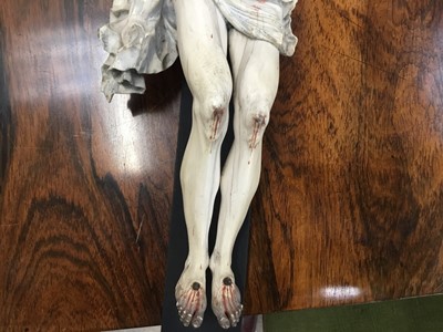 Lot 837 - Antique possibly Spanish carved ivory crucifix