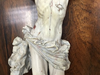 Lot 837 - Antique possibly Spanish carved ivory crucifix