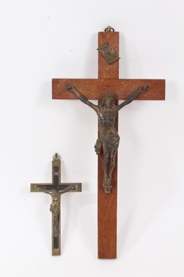 Lot 836 - Two gilded metal crucifixes