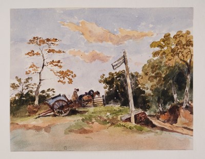 Lot 1206 - Thomas Churchyard (1798-1865) watercolour - cart in a rural lane, 12.5cm x 16cm, unframed