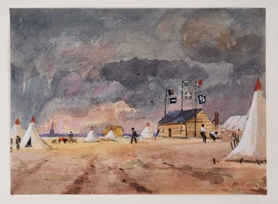 Lot 1208 - Thomas Churchyard (1798-1865) watercolour - Landguard Fort, thunderstorm approaching, inscribed to paper backing mount, 14.5cm x 20cm, unframed