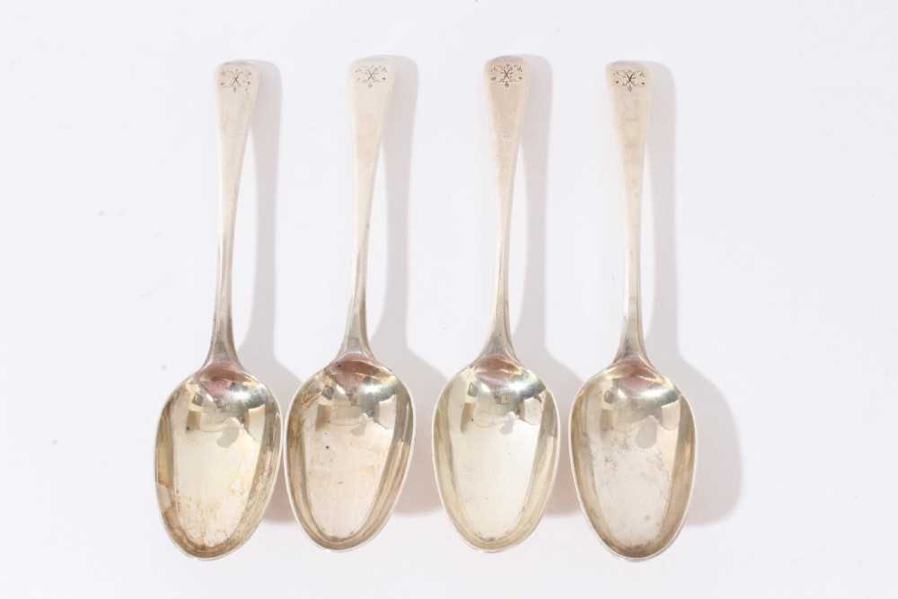 Lot 363 - Set four Georgian silver table spoons