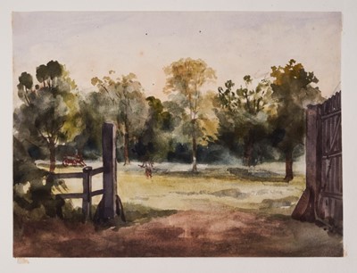 Lot 1212 - Thomas Churchyard (1798-1865) watercolour - Melton landscape, inscribed to paper backing mount, 15cm x 20cm, unframed