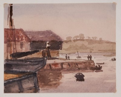 Lot 1220 - Thomas Churchyard (1798-1865) watercolour - East Anglian Harbour, 10cm x 12.5cm, unframed