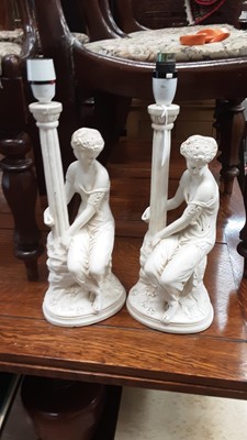 Lot 76 - A pair of white figural lamp bases