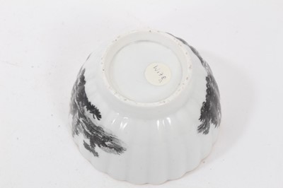 Lot 184 - A Worcester fluted tea bowl and saucer, printed with ruins, circa 1770