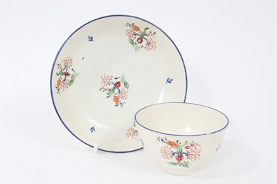Lot 194 - A Liverpool tea bowl and saucer, painted with flowers, blue border, circa 1800, and other items