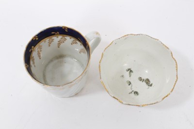 Lot 194 - A Liverpool tea bowl and saucer, painted with flowers, blue border, circa 1800, and other items