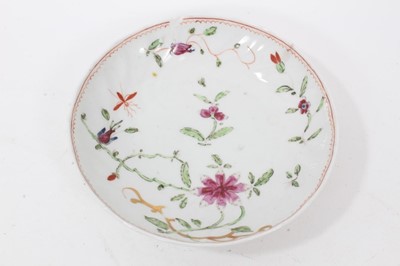 Lot 92 - A Liverpool tea bowl and saucer, painted with flowers, blue border, circa 1800, and other items