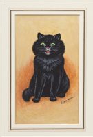 Lot 1136 - Louis Wain (1860 - 1939), watercolour - Lucky...